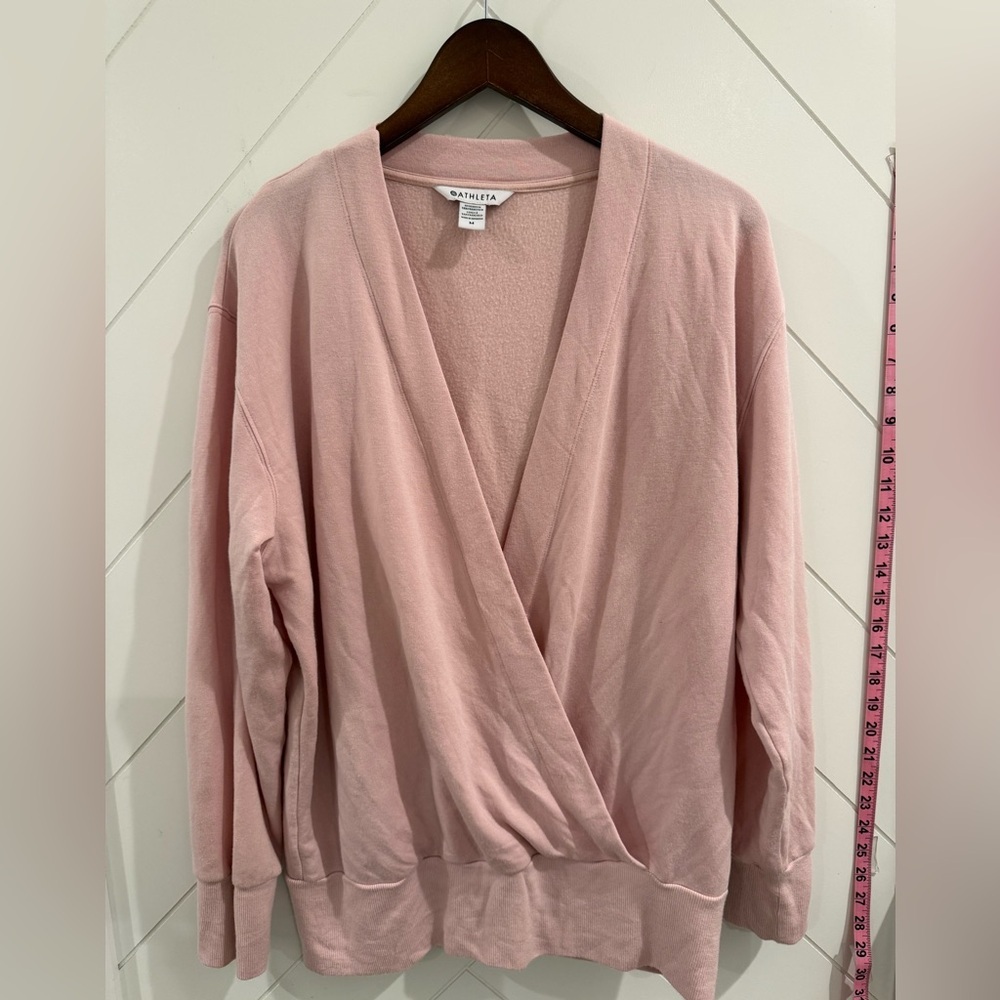 ATHLETA Purana V-Neck Wrap Sweatshirt - Orchid Pink medium Like New